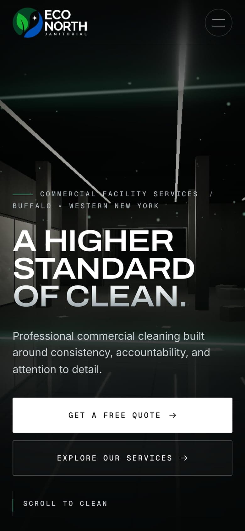 Eco North Janitorial homepage on a phone